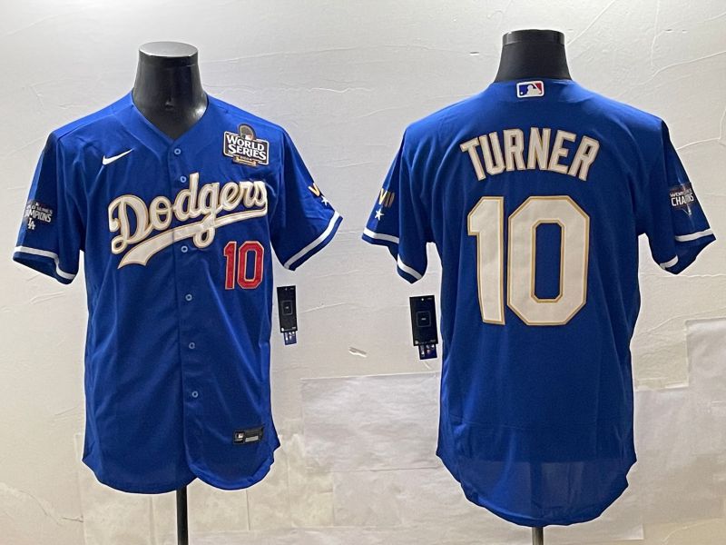 Men Los Angeles Dodgers #10 Turner Blue Gold Elite 2025 Nike MLB Jersey style 6->san diego padres->MLB Jersey